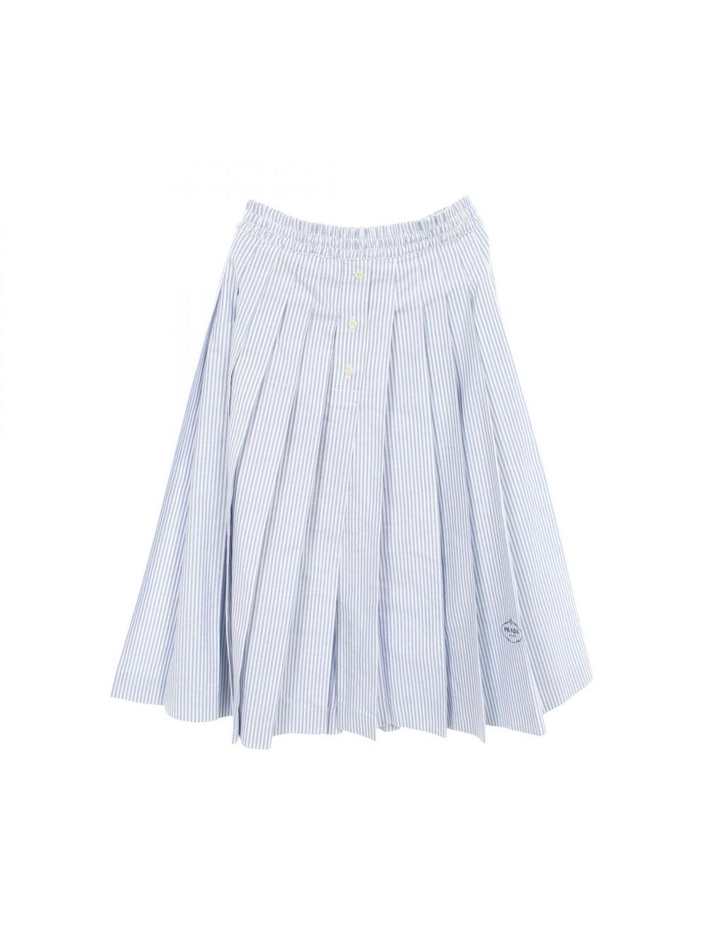 Prada Striped Pleated Skirt Cotton #282215P71B